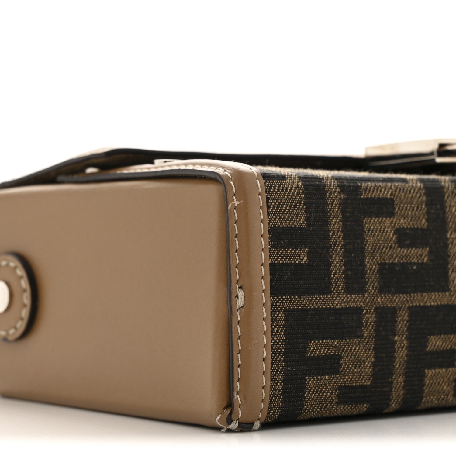 Fendi Recycled Fabric Jacquard Vitello King FF 1974 Baguette Soft Trunk Phone Pouch Tobacco Moro Sand 9 of 13