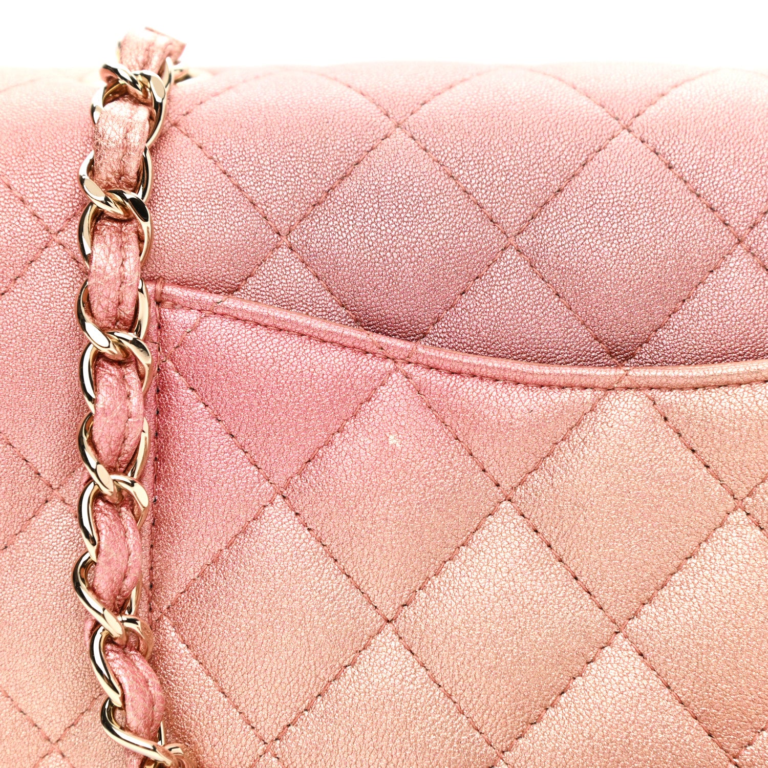 Chanel Metallic Lambskin Quilted Ombre Mini Rectangular Flap Pink 11 of 12
