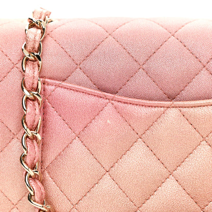 Chanel Metallic Lambskin Quilted Ombre Mini Rectangular Flap Pink 11 of 12