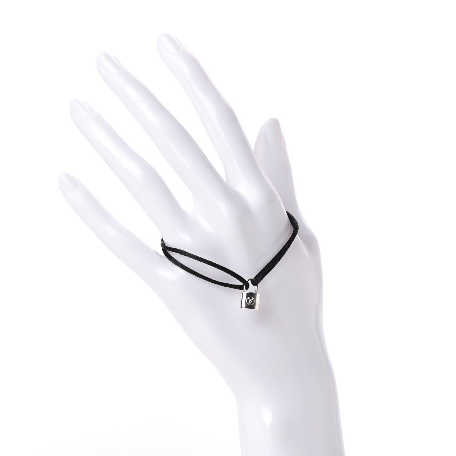 Louis Vuitton Sterling Silver Lockit Adjustable Cord Bracelet Black 2 of 5