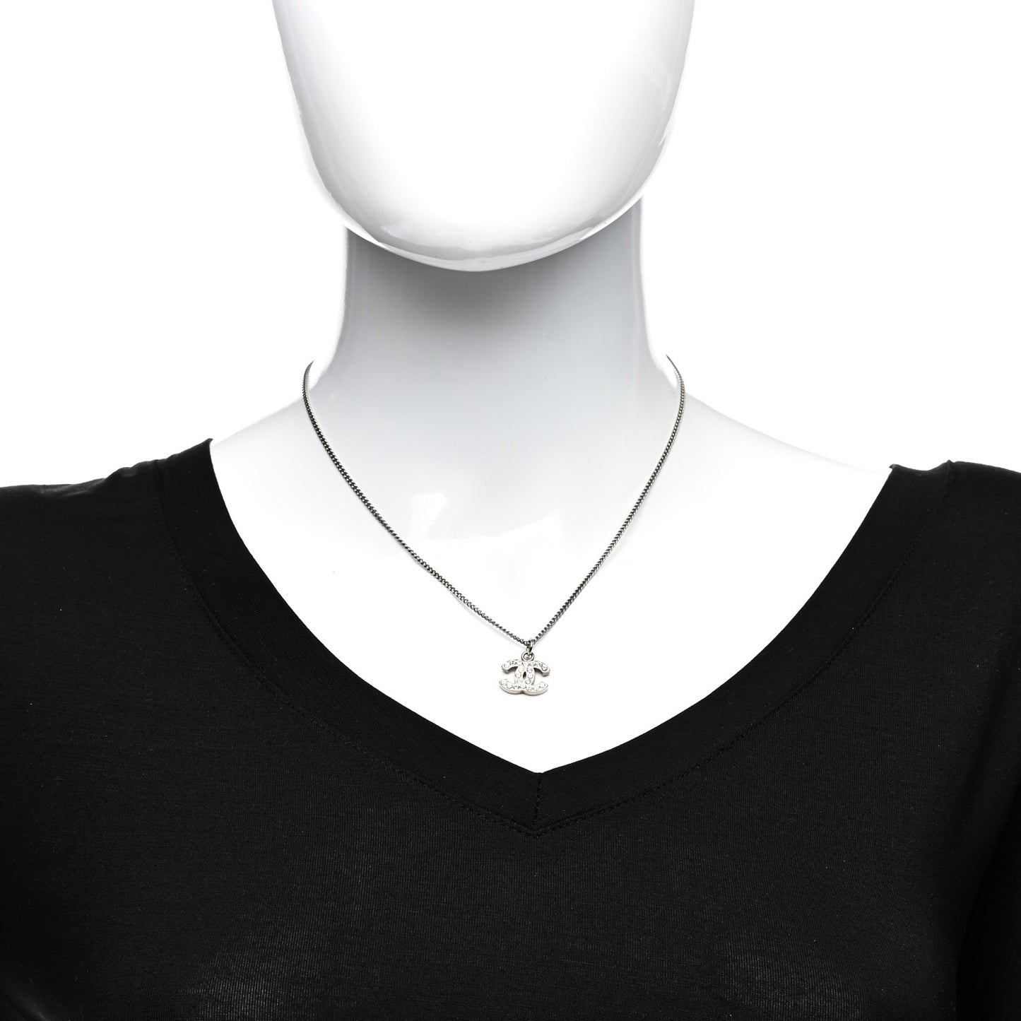 Crystal CC Necklace Silver