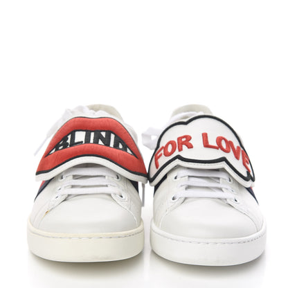 Gucci Calfskin Ayers Blind For Love Embroidered Womens Ace Sneakers 36.5 White 2 of 12