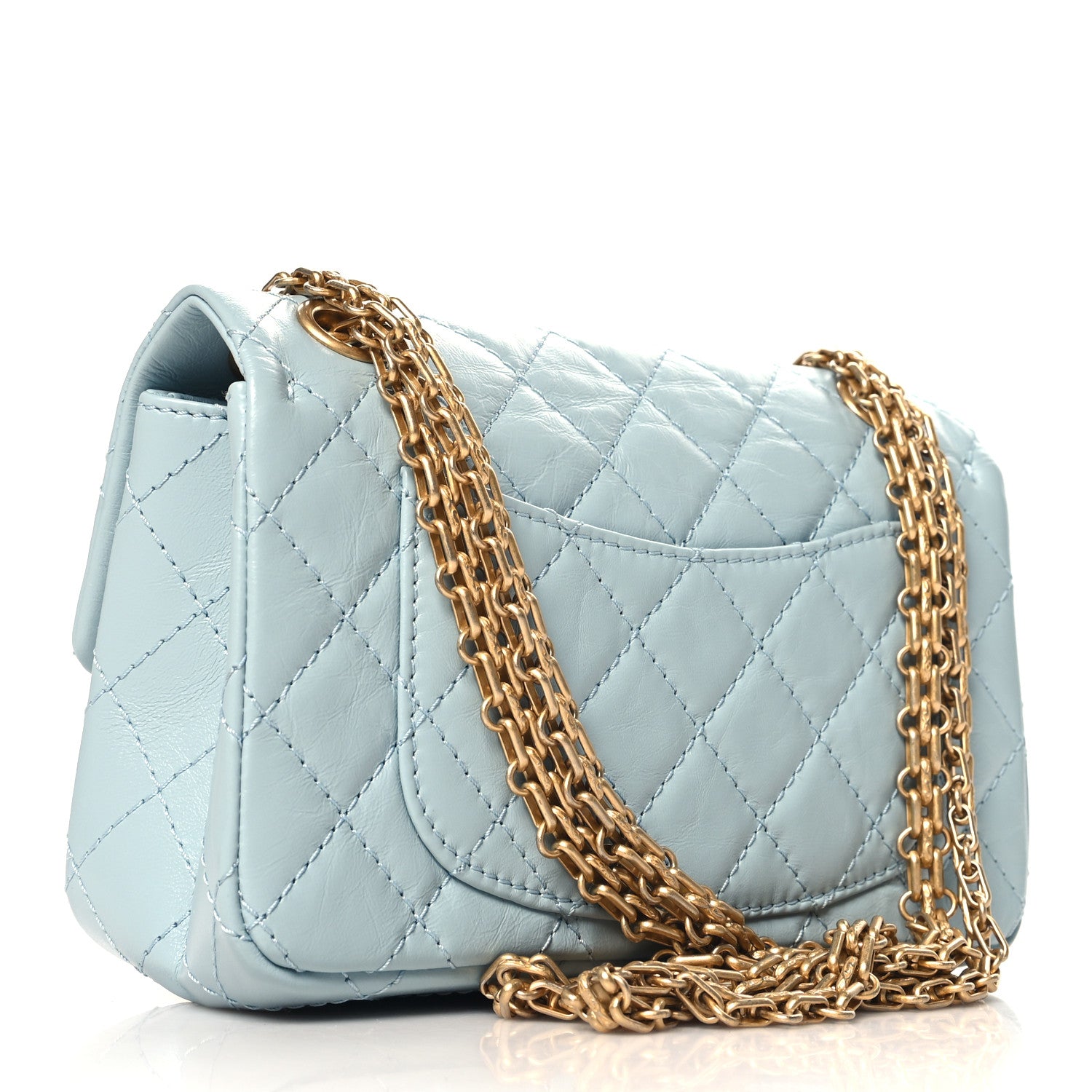 Chanel Aged Calfskin Quilted 2.55 Reissue Mini Flap Light Blue 3 of 10