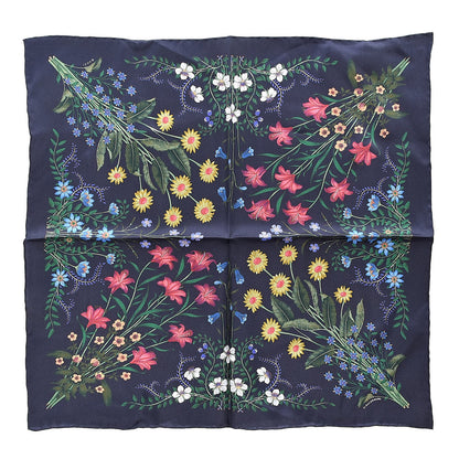 Gucci Silk Twill Nuovoflora Square Handkerchief Midnight Blue Blue 1 of 6