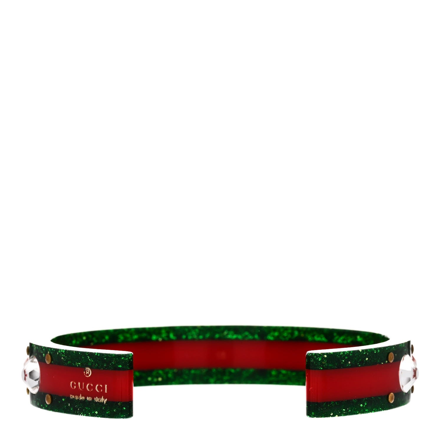Gucci Crystal Web Cuff 18 Green Red 3 of 5