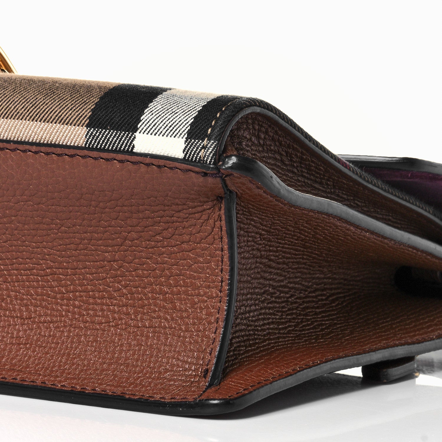 Burberry Derby Calfskin House Check Small Macken Crossbody Bag Tan 6 of 9