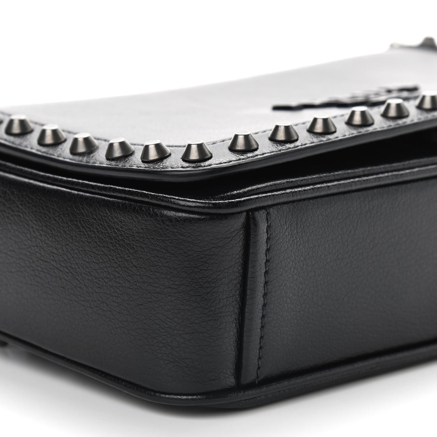 Glace Calfskin Studded Crossbody Black