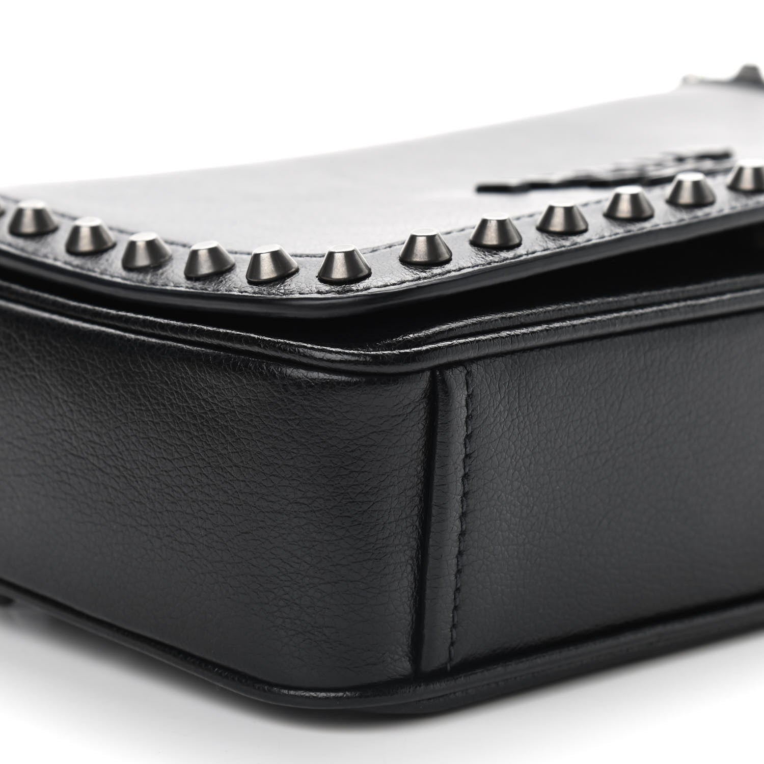 Prada Glace Calfskin Studded Crossbody Black 8 of 9
