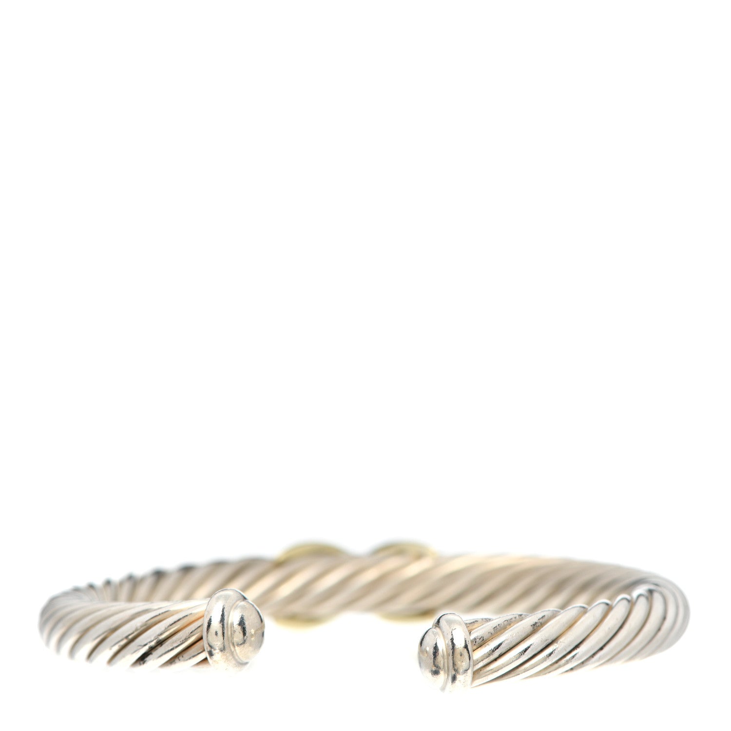 David Yurman Sterling Silver 14K Yellow Gold 7mm X Station Cable Bracelet 3 of 4