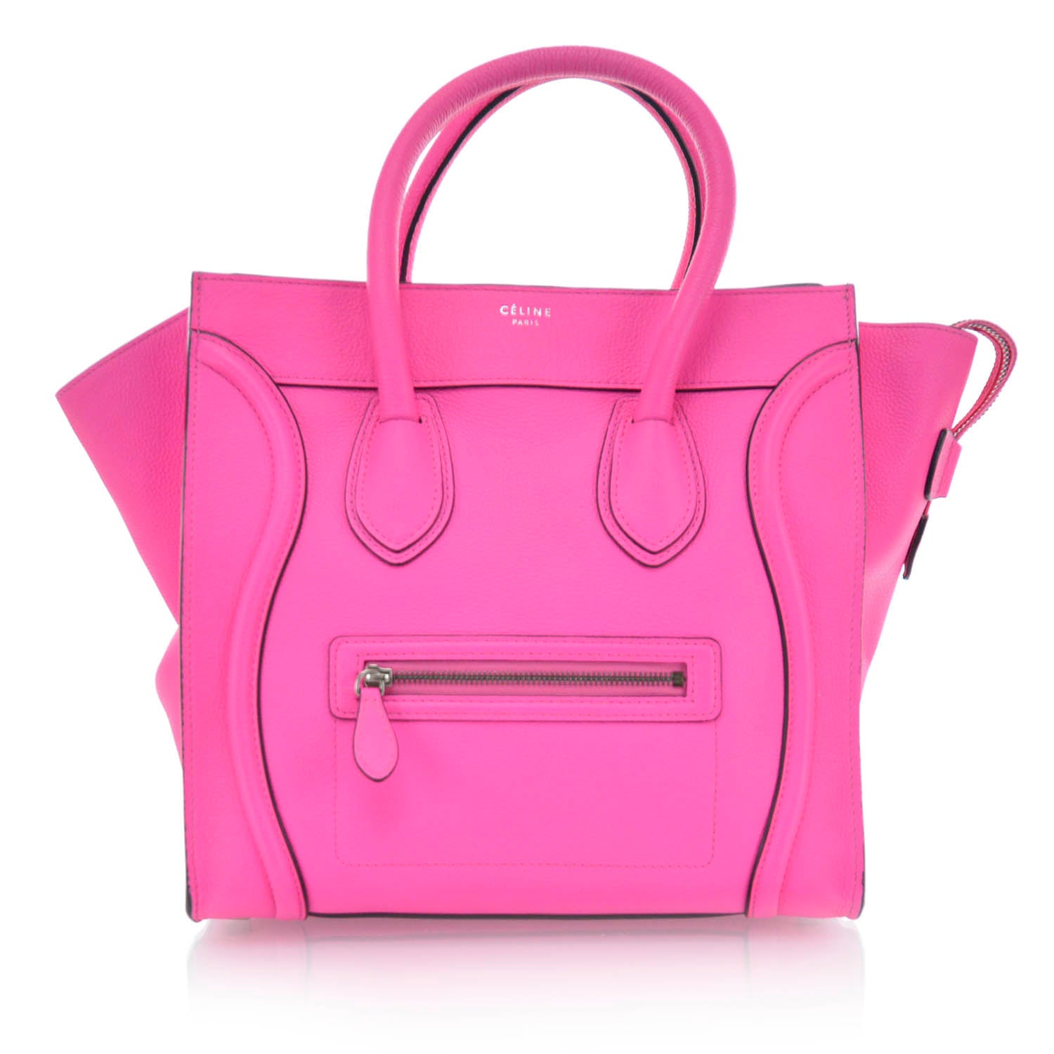 Celine Pebbled Leather Mini Luggage Fluo Pink 1 of 9