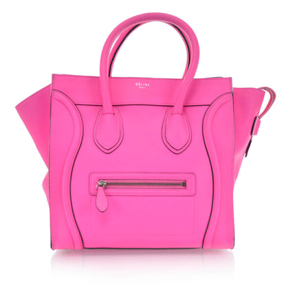 Celine Pebbled Leather Mini Luggage Fluo Pink 1 of 9