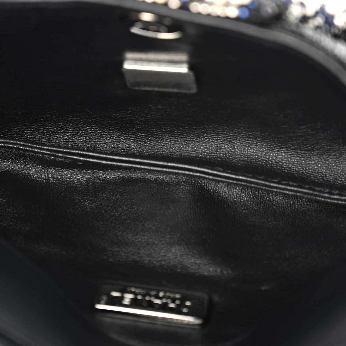 Satin Strass Flower Clutch With Chain Black White Blue