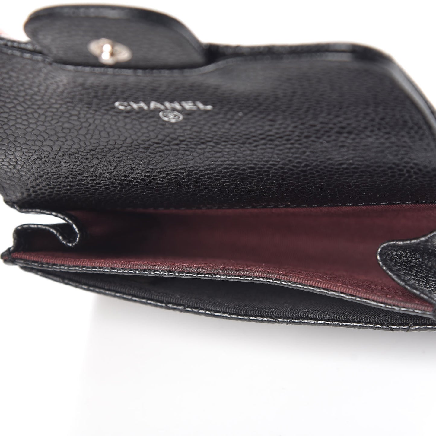 Caviar Quilted Flap Card Holder Black