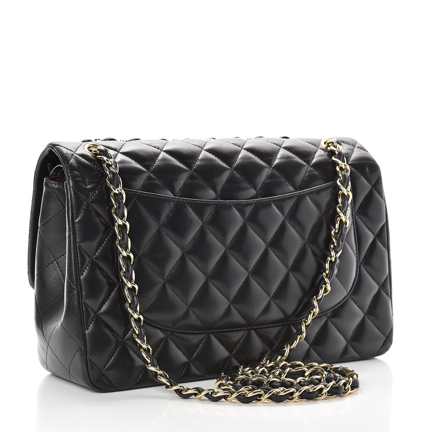 Lambskin Quilted Jumbo Double Flap Black