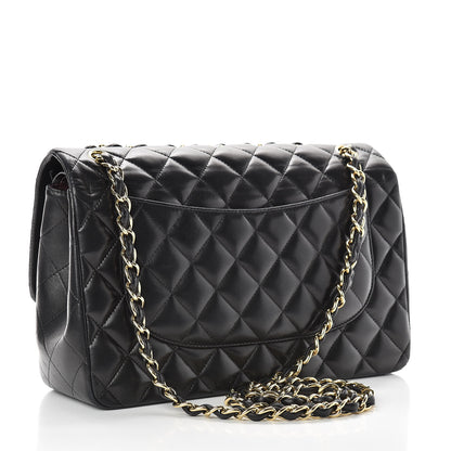 Chanel Lambskin Quilted Jumbo Double Flap Black 3 of 22