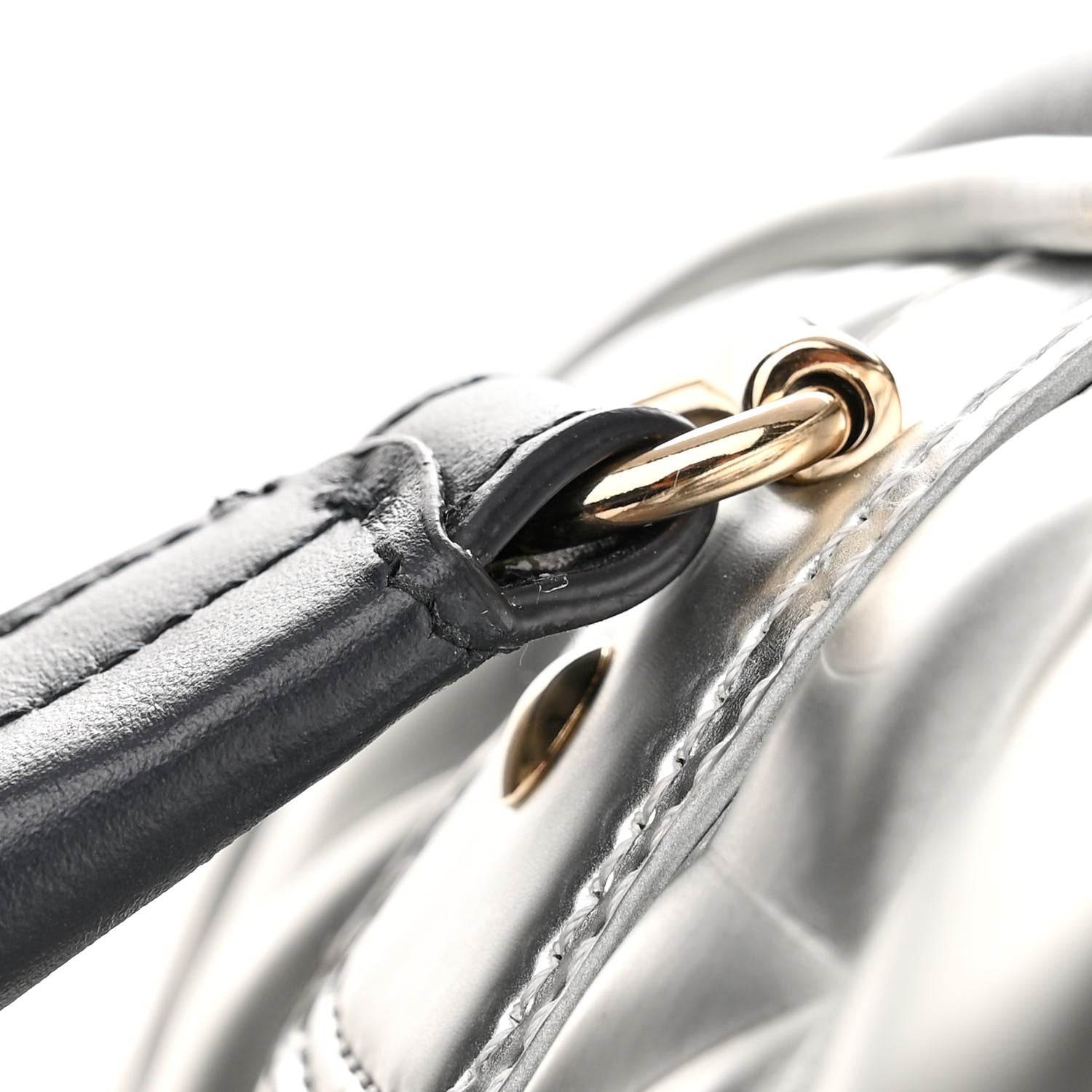 Christian Dior Padded Etoile Calfskin Embossed Medium Dior Vibe Zip Bowling Bag Silver Black 14 of 17