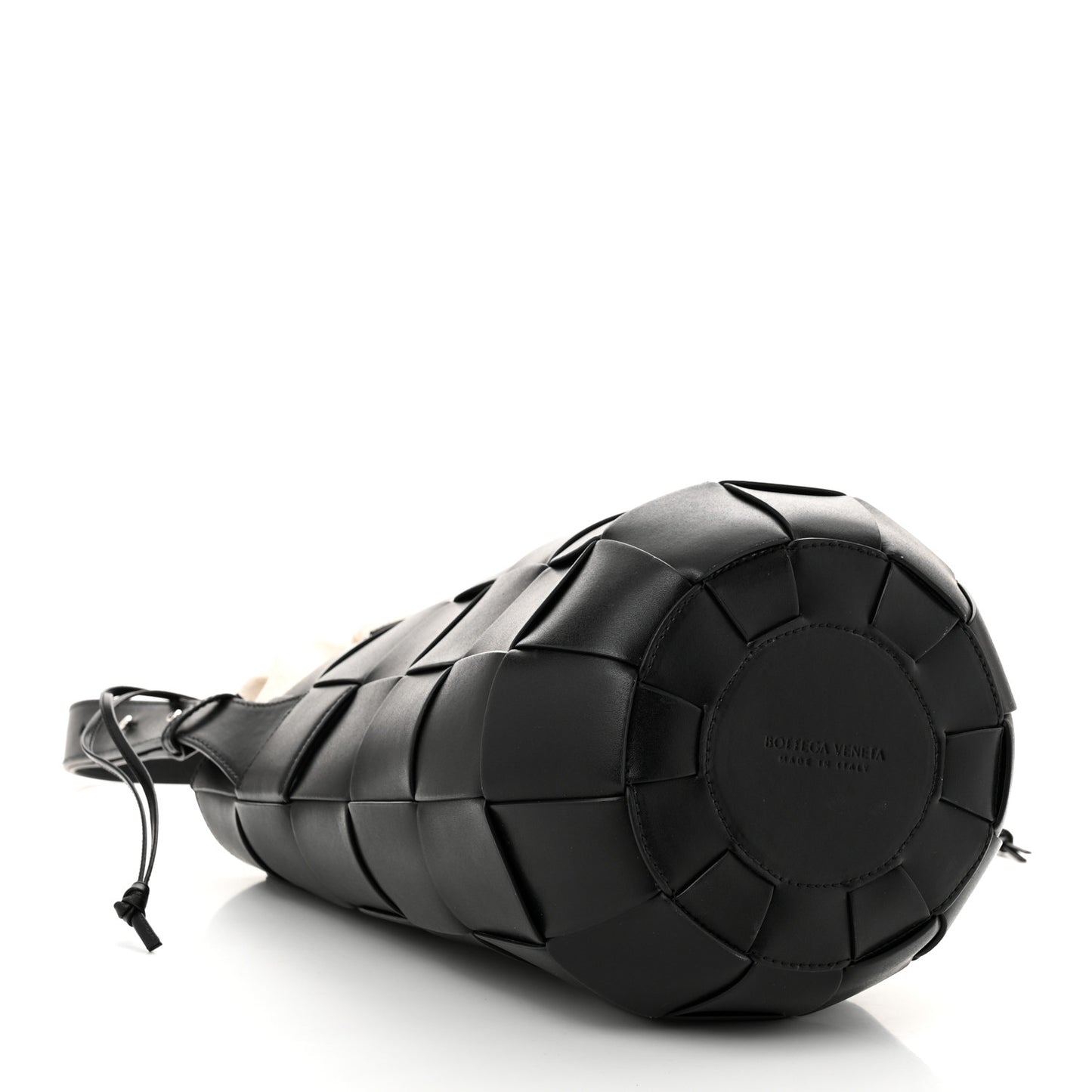 Nappa Maxi Intrecciato Cassette Lantern Bucket Bag Black
