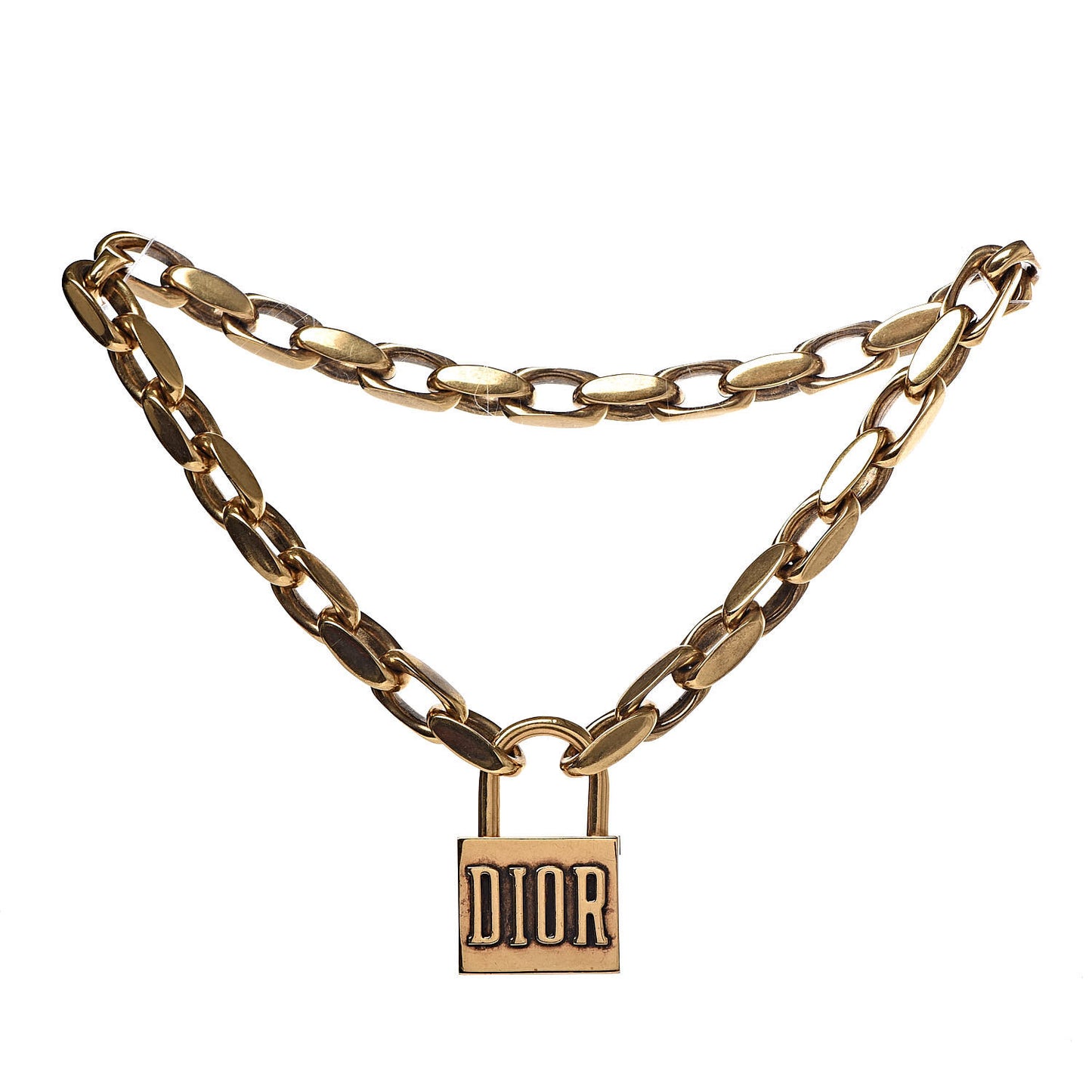 Metal Lucky Locket Choker Necklace Aged Gold