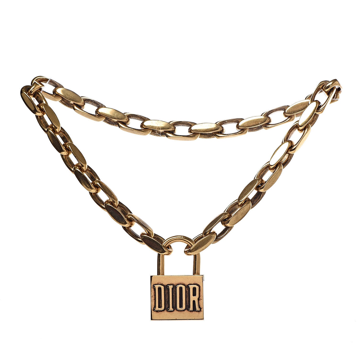 Christian Dior Metal Lucky Locket Choker Necklace Aged Gold 1 of 3