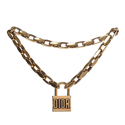 Christian Dior Metal Lucky Locket Choker Necklace Aged Gold 1 of 3