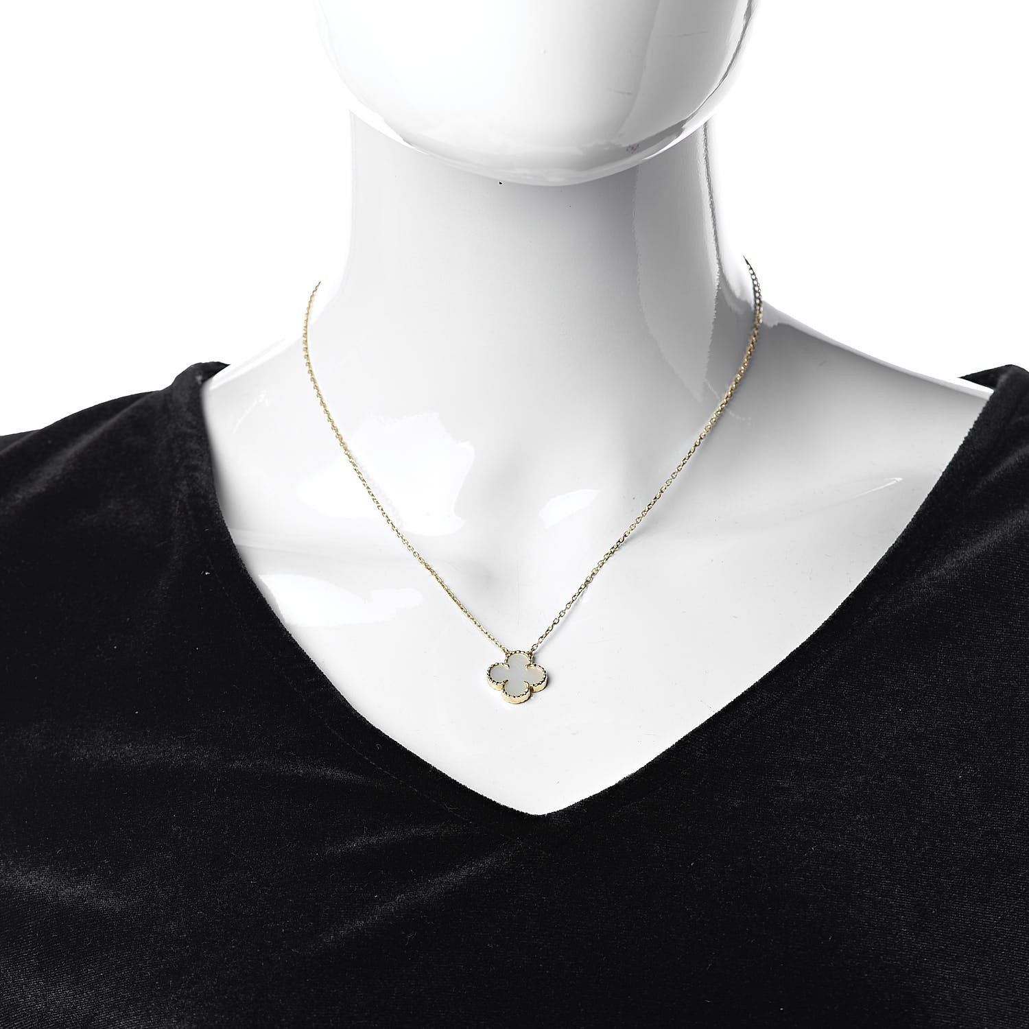 Van Cleef & Arpels 18K Yellow Gold Mother of Pearl Vintage Alhambra Pendant Necklace 2 of 5