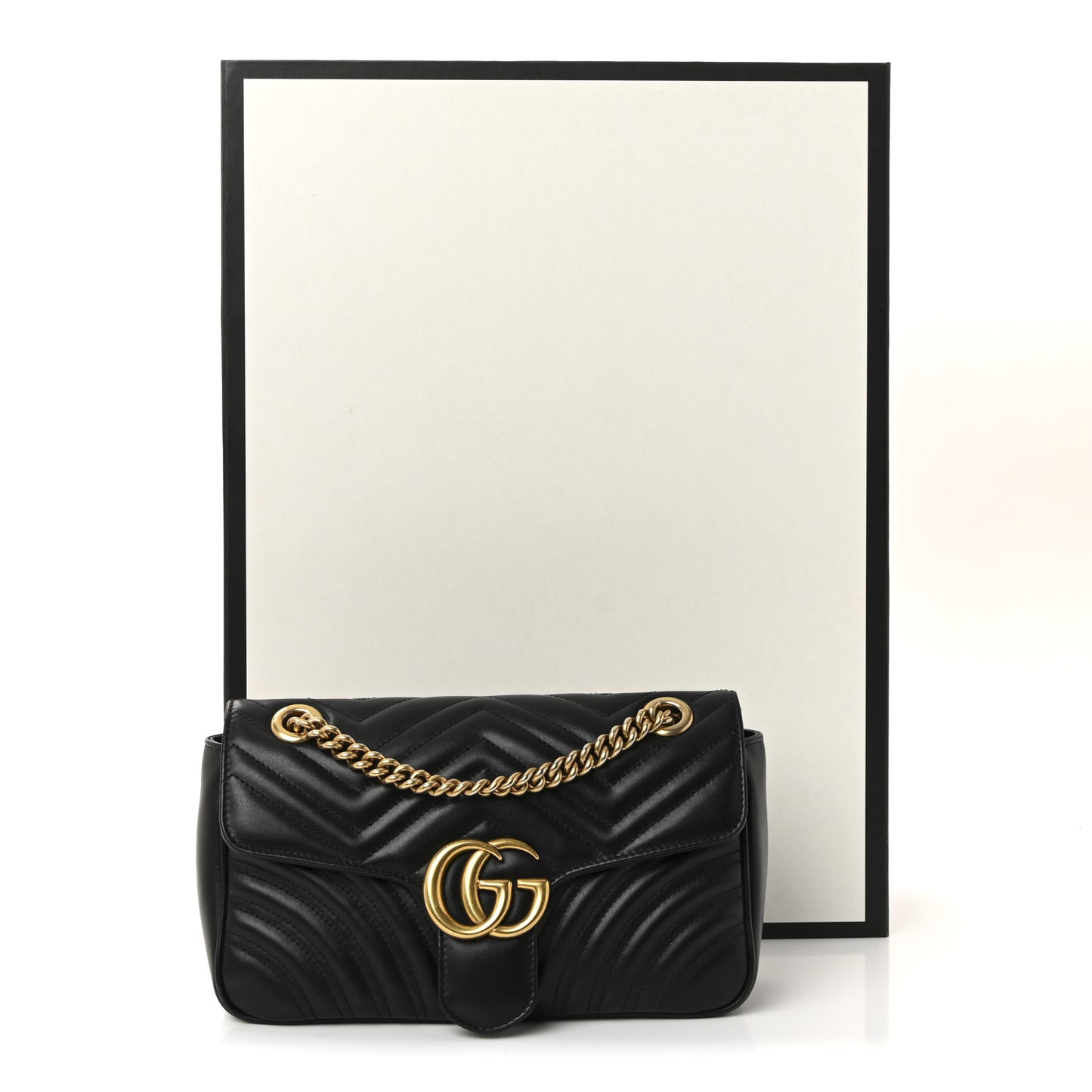 Calfskin Matelasse Small GG Marmont Shoulder Bag Black
