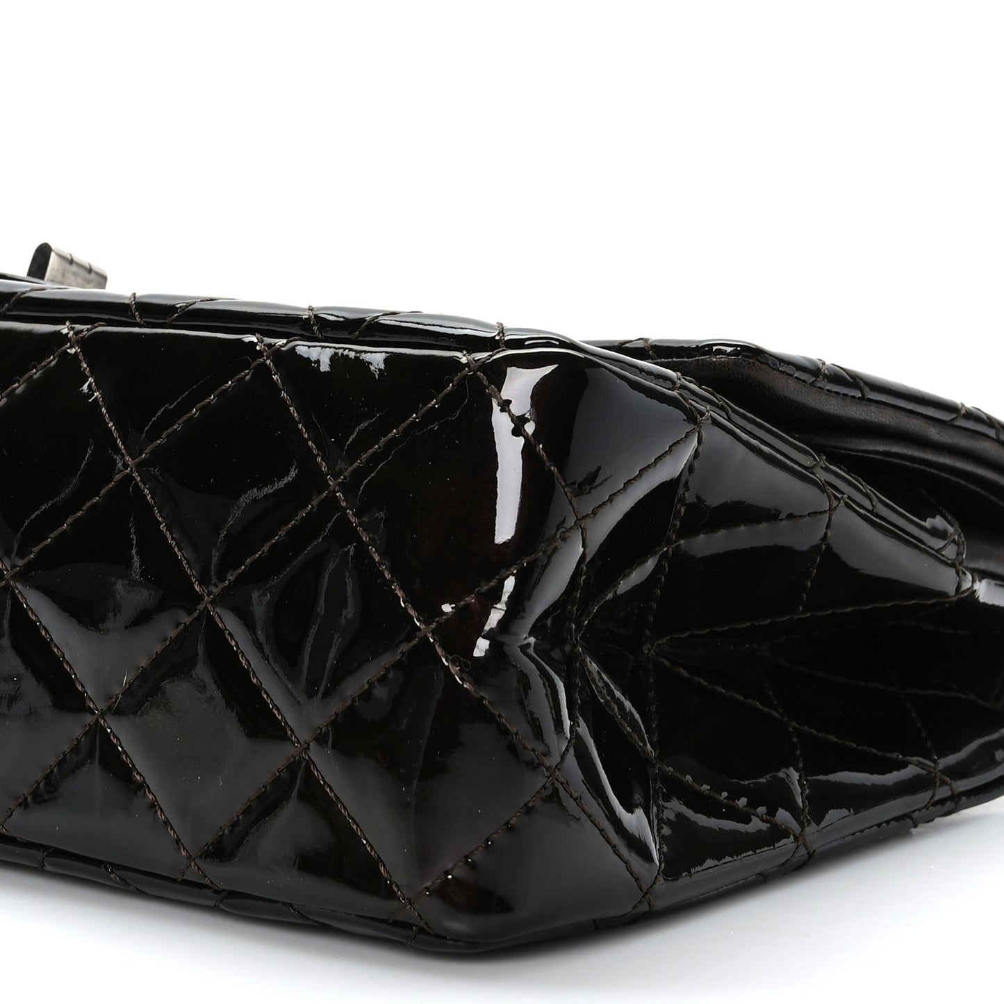 Distressed Patent Quilted 2.55 Reissue 227 Flap Dark Brown