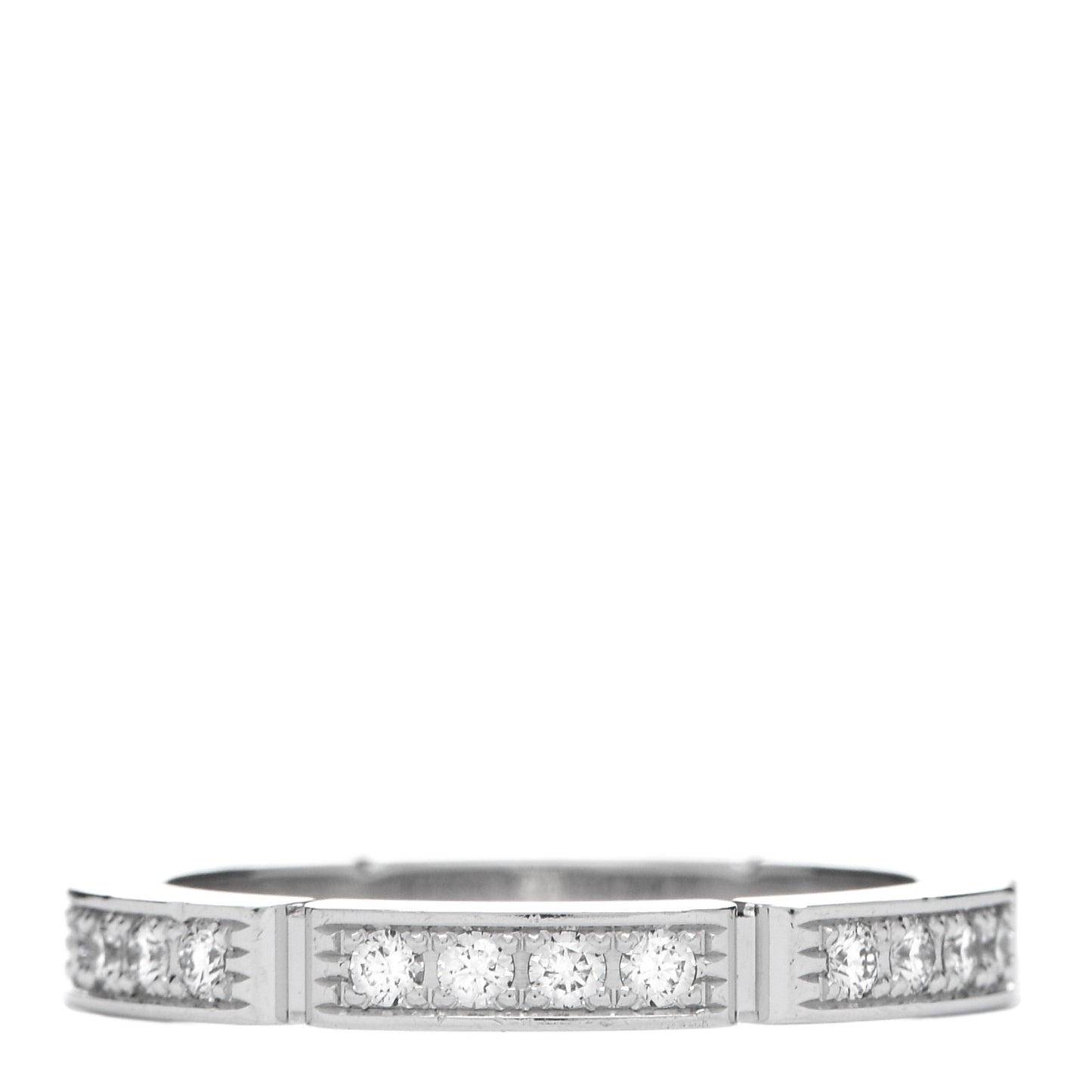 18K White Gold Diamond Maillon Panthere Half Diamond Wedding Band Ring 48 4.5