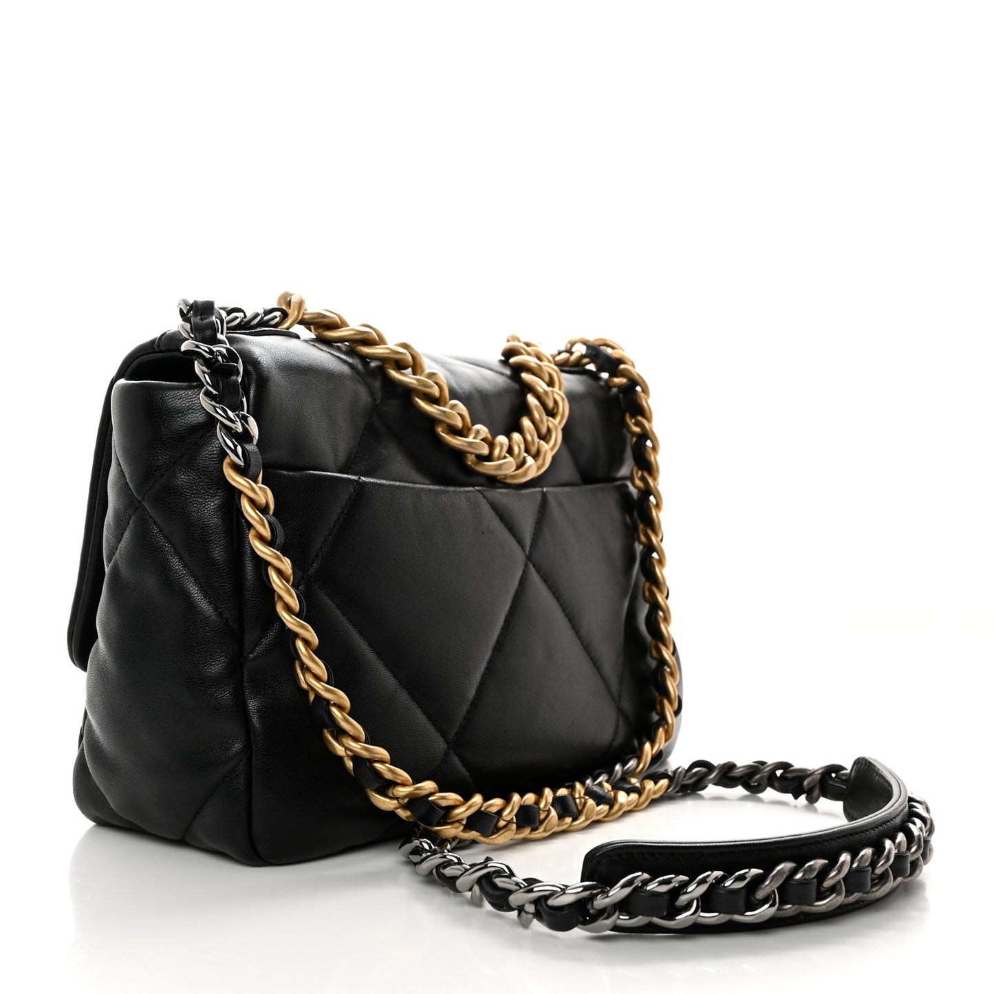 Goatskin Quilted Medium Chanel 19 Flap Black