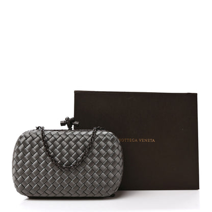 Bottega Veneta Satin Ayers Intrecciato Chain Knot Clutch Grey 8 of 8