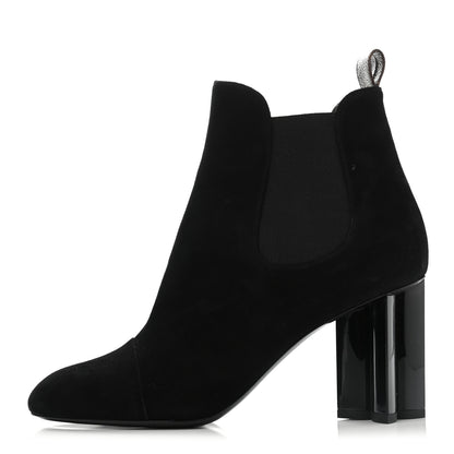 Louis Vuitton Suede Monogram Uniformes Cap Toe Chelsea 80mm Ankle Boots 40 Black 1 of 11