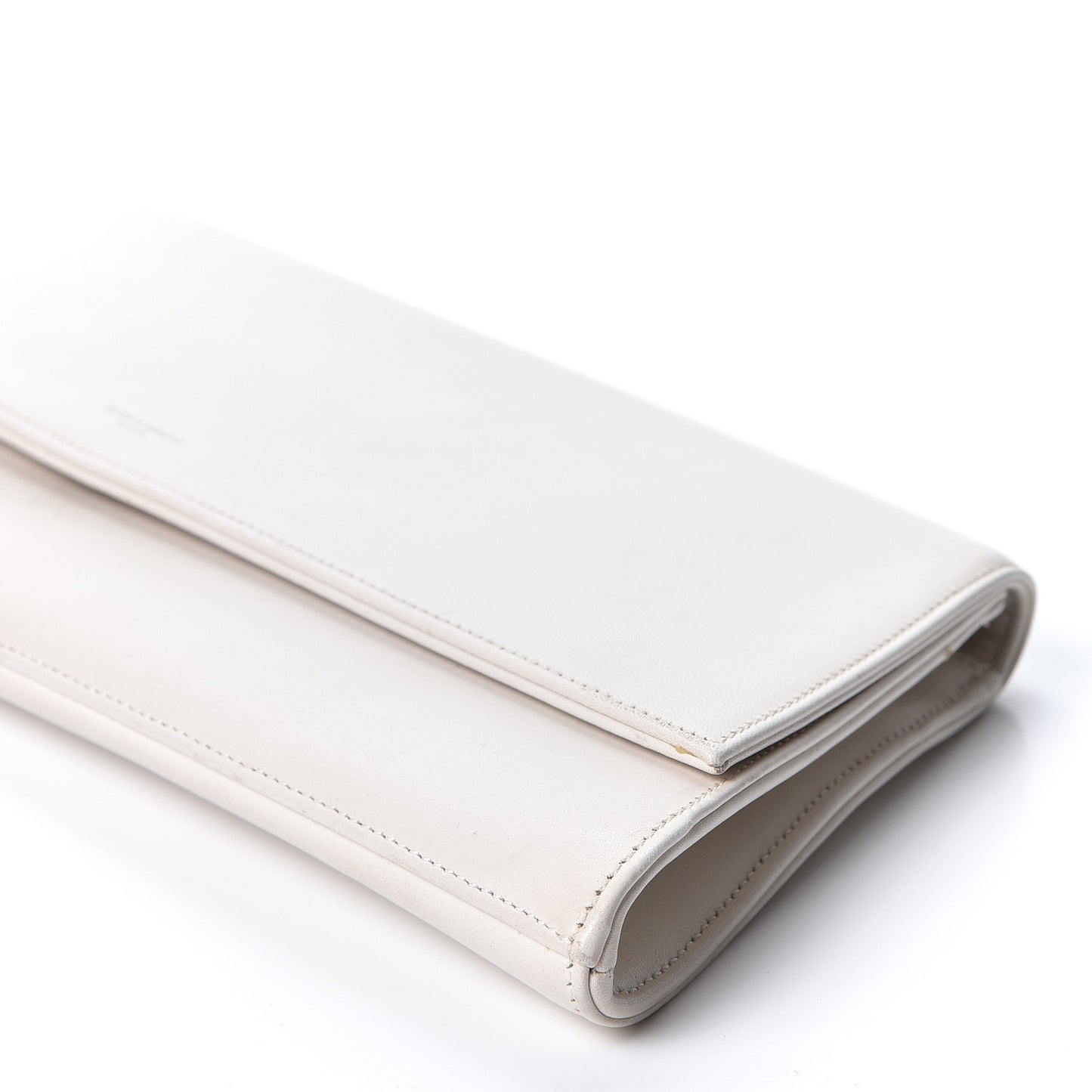 Calfskin Diagonal Clutch White