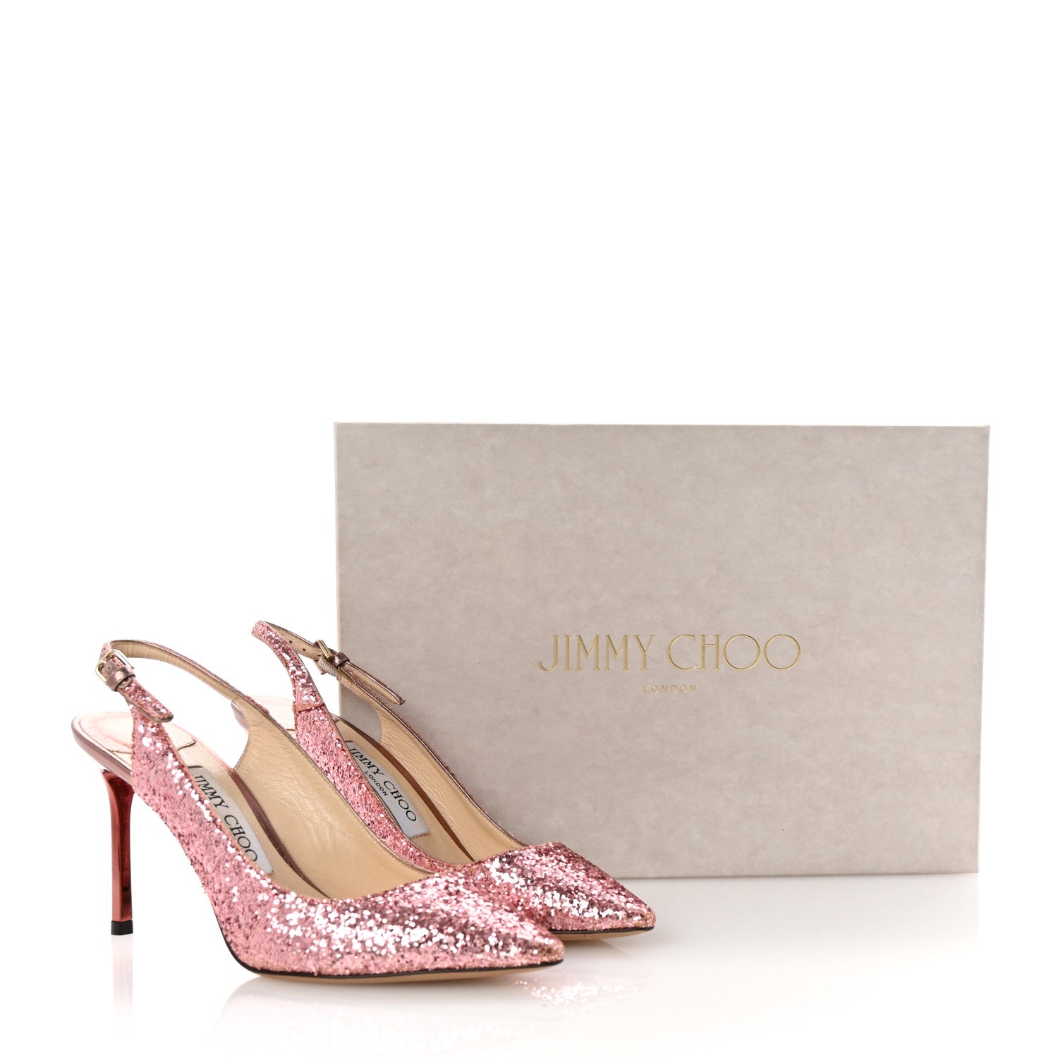 Jimmy Choo Galatica Glitter Fabric Erin 85 Slingback Pump 36 Candyfloss 9 of 9