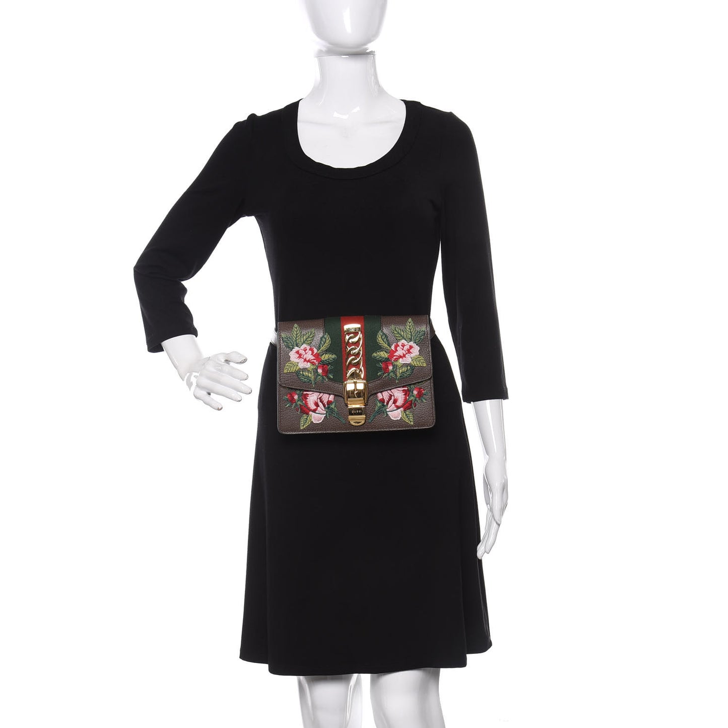 Calfskin Embroidered Sylvie Belt Bag 95 34 Brown