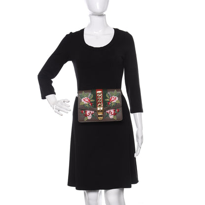 Gucci Calfskin Embroidered Sylvie Belt Bag 95 34 Brown 2 of 10