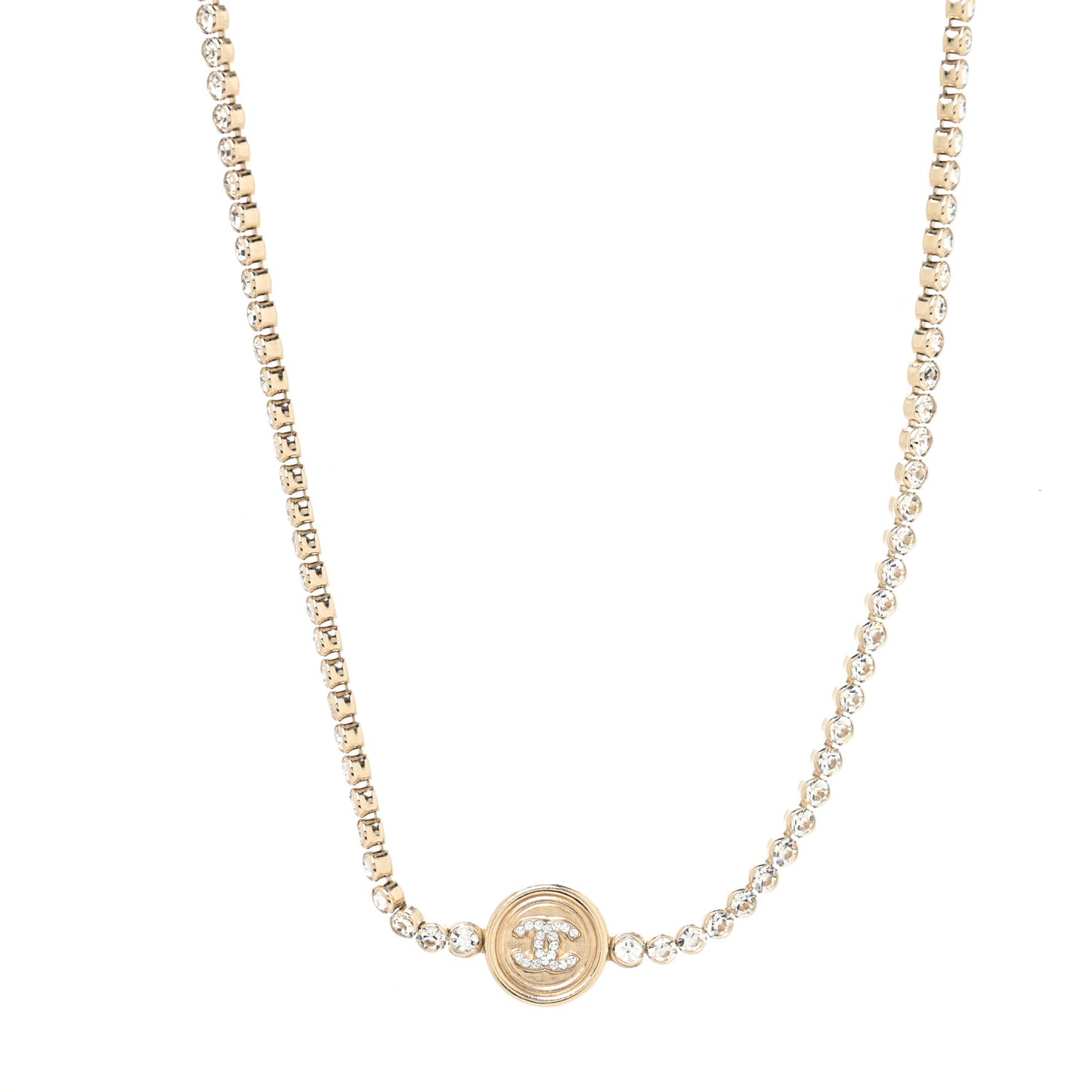 Crystal Pearl CC Choker Necklace Gold