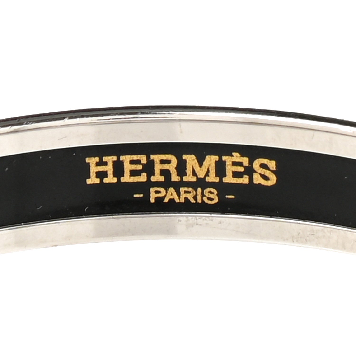 Hermes Enamel Printed Narrow Bracelet 65 Black White 4 of 6