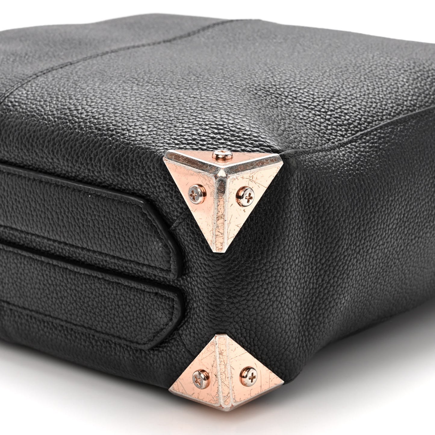 Pebbled Calfskin Large Prisma Skeletal Tote Black Rose Gold Hardware