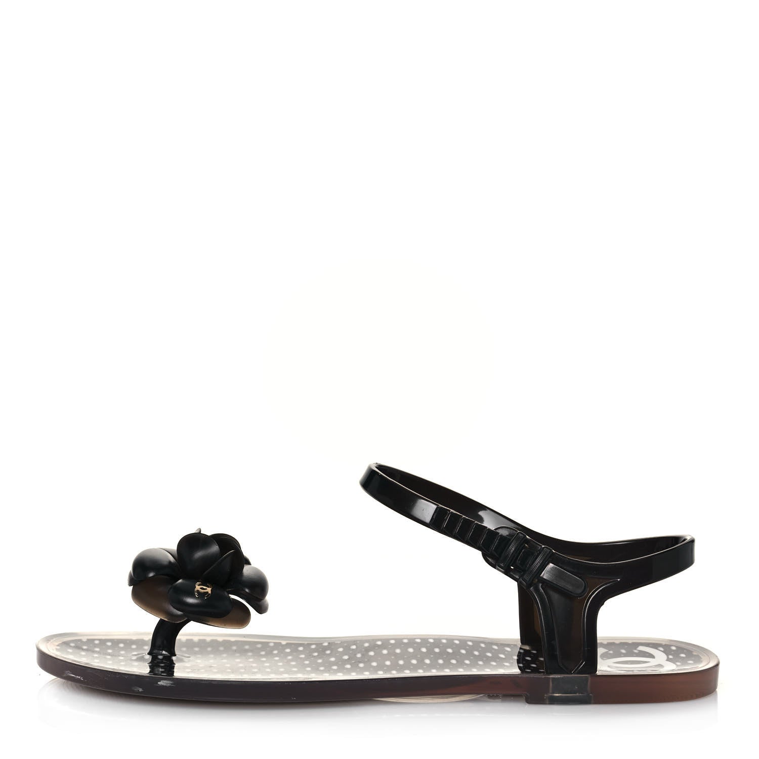 Chanel Jelly Camellia Sandals 39 Black 1 of 8