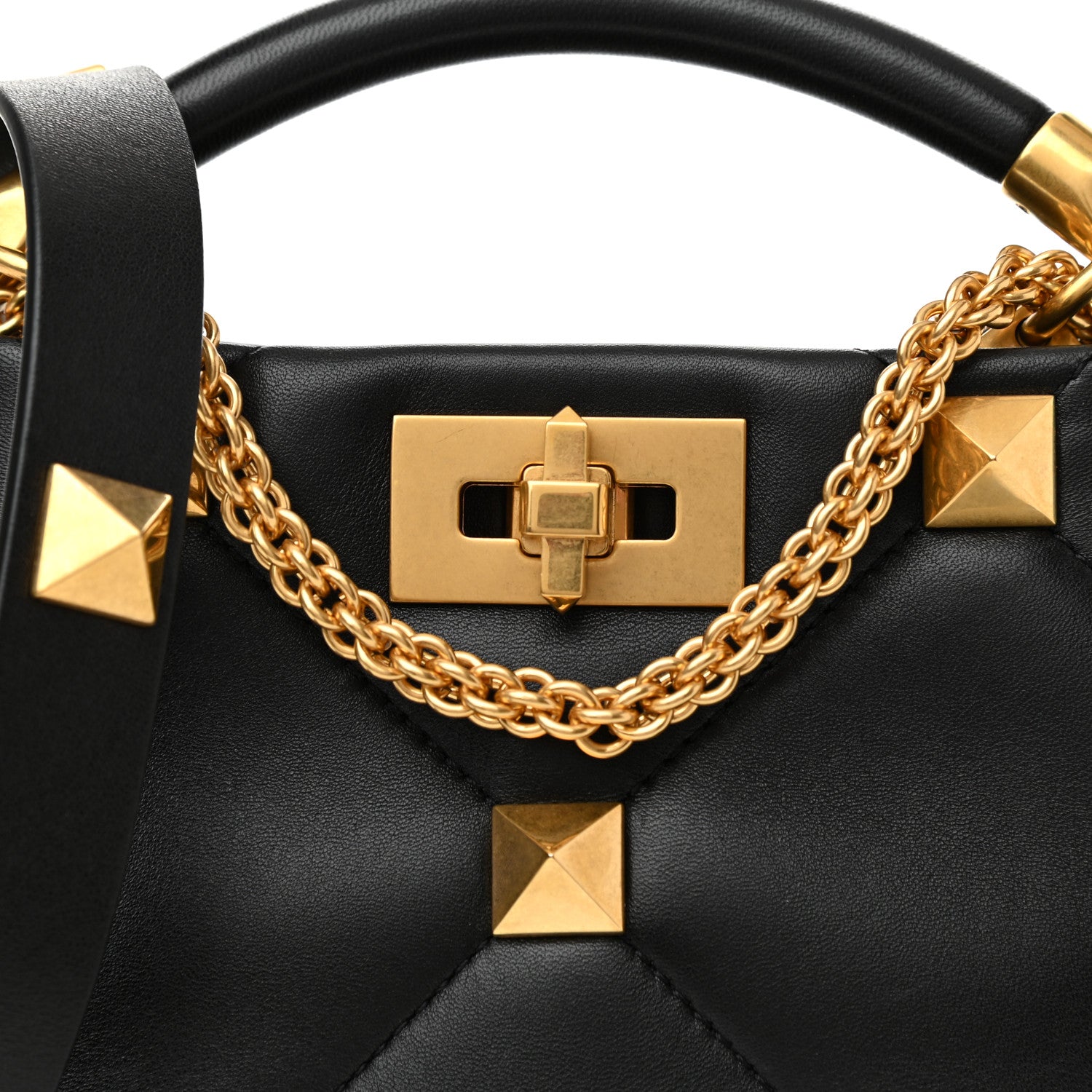 Valentino Garavani Nappa Mini Roman Stud The Handle Bag Black 7 of 9
