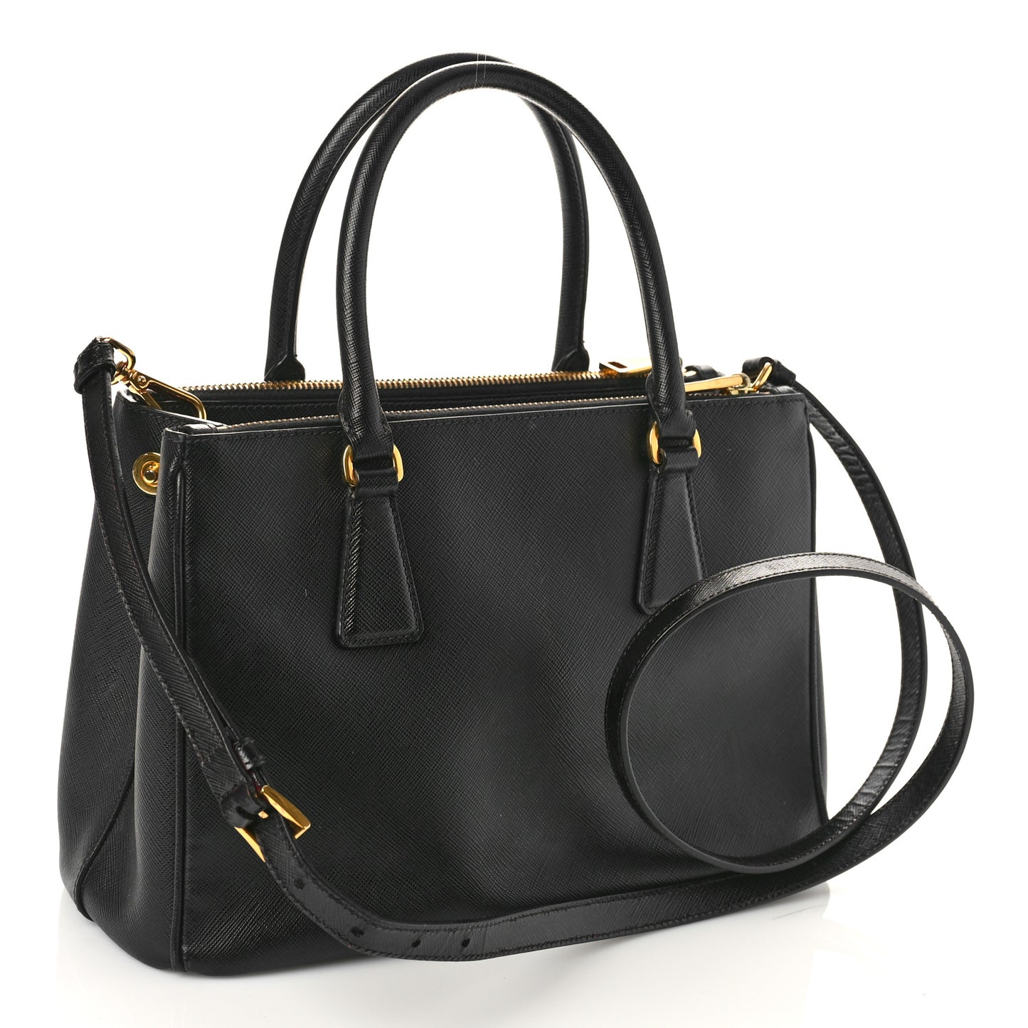 Saffiano Small Galleria Double Zip Tote Black
