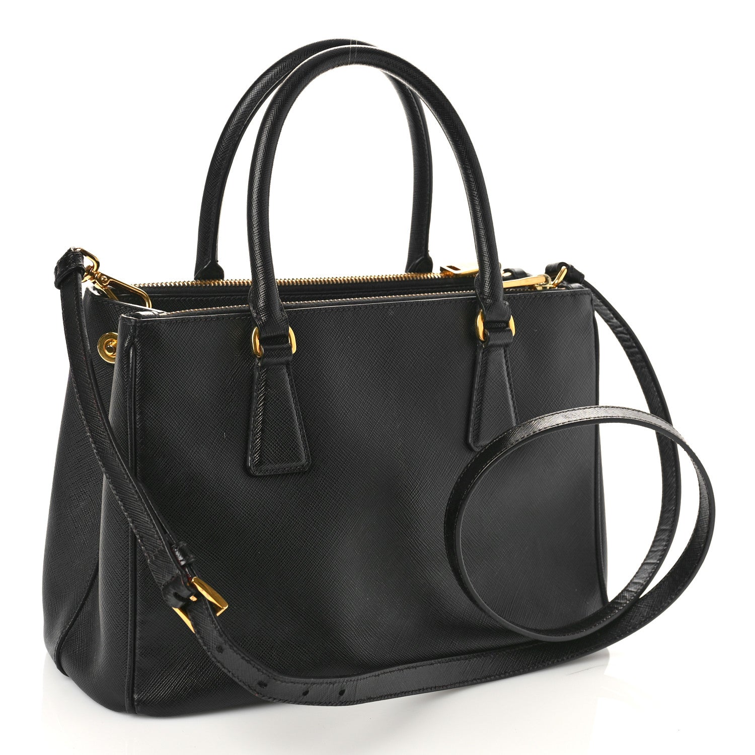 Prada Saffiano Small Galleria Double Zip Tote Black 3 of 9