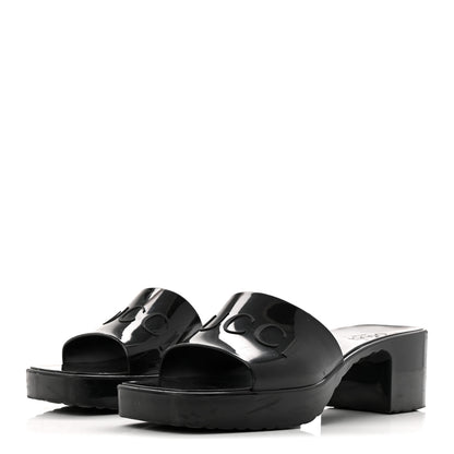 Gucci Rubber Gucci Logo Womens Platform 20/60mm Slide Sandals 40 Black 4 of 9