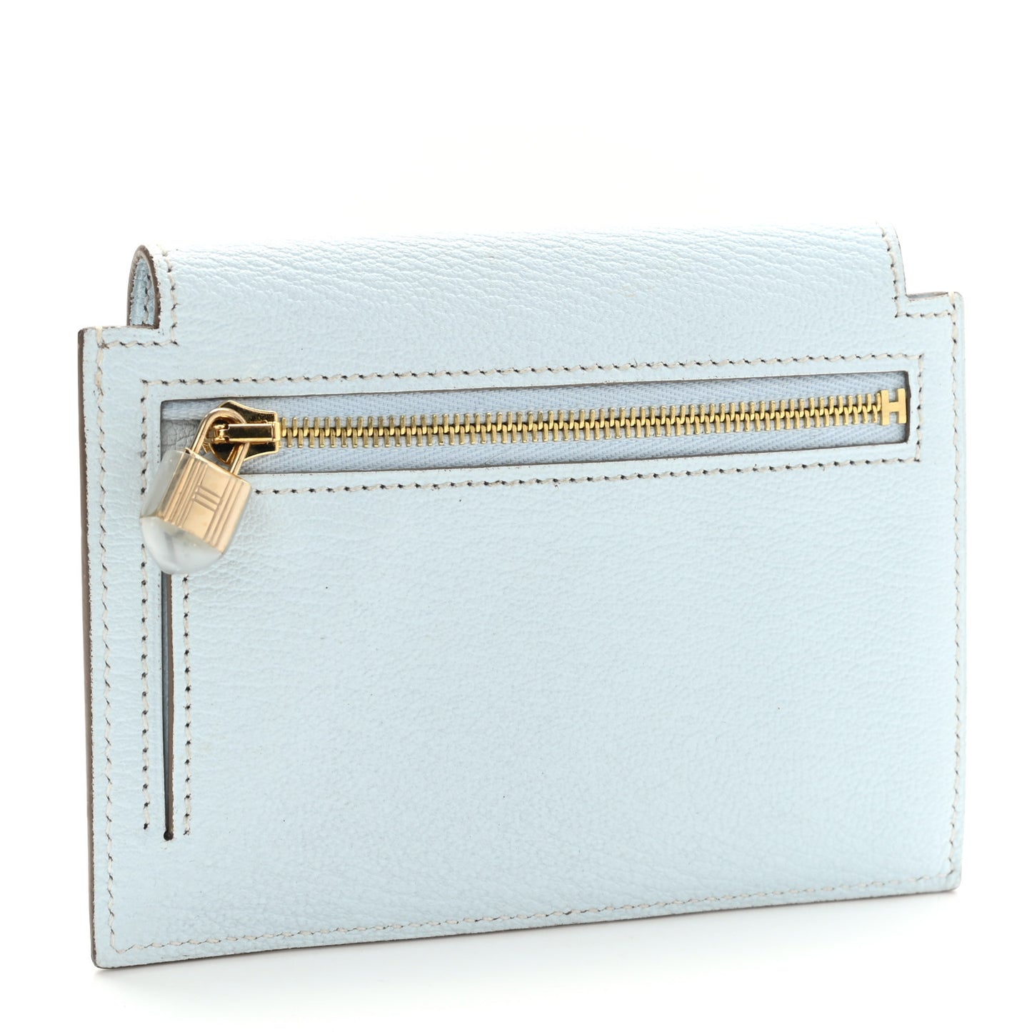 Chevre Mysore Kelly Pocket Compact Wallet Bleu Brume