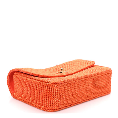 Chanel Braided Raffia Small Coco Beach Flap Bag Orange 3 of 10