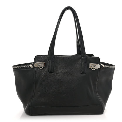 Salvatore Ferragamo Calfskin Medium Verve Double Zip Tote Black 1 of 8