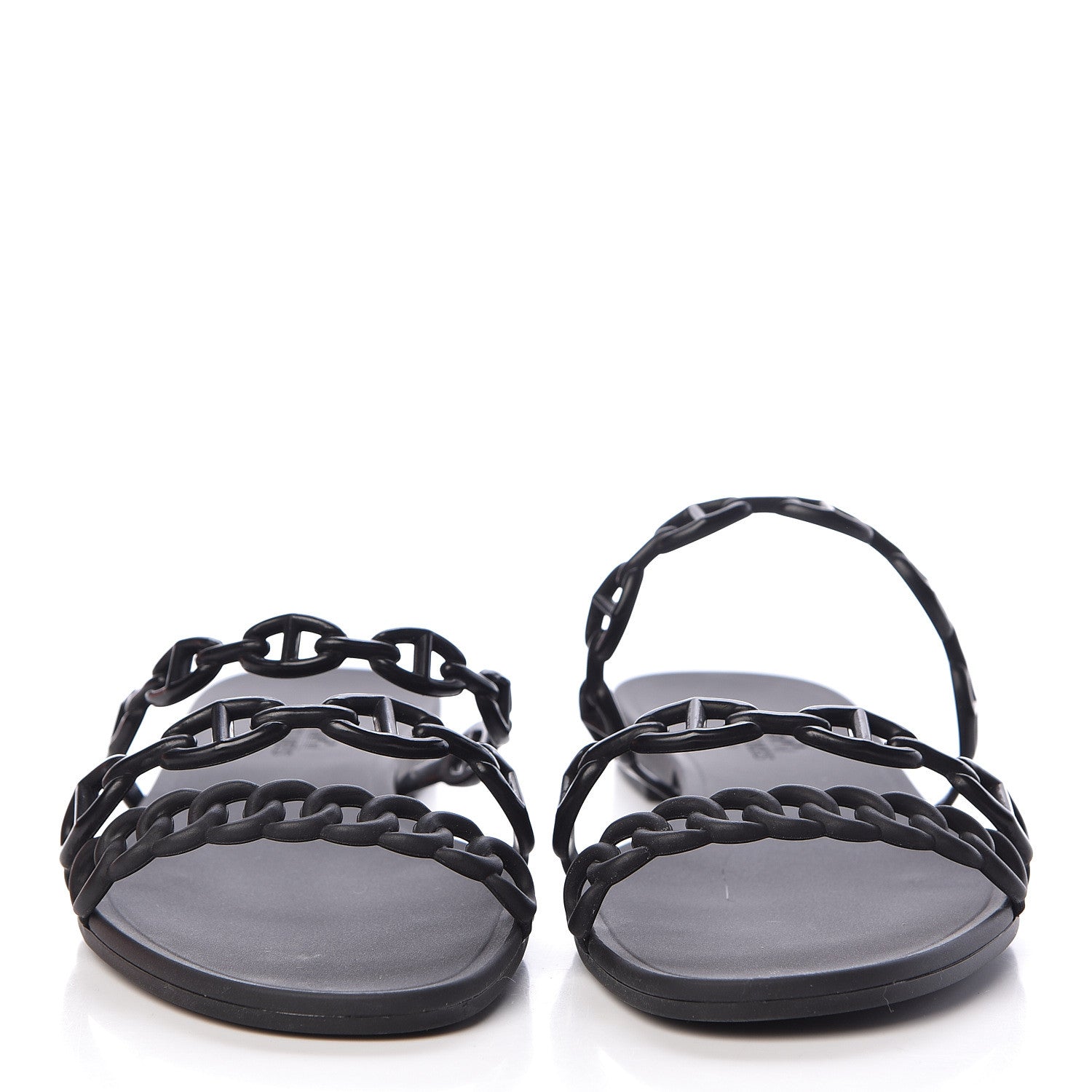 Hermes Rubber Chaine d'Ancre Rivage Sandals 37 Black 2 of 9