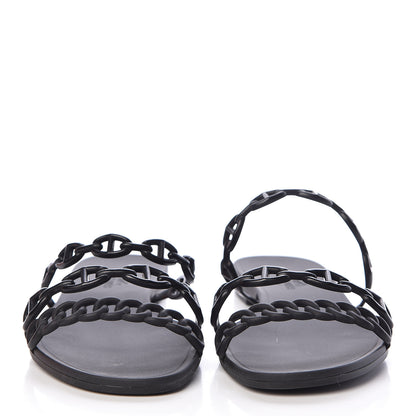 Hermes Rubber Chaine d'Ancre Rivage Sandals 37 Black 2 of 9