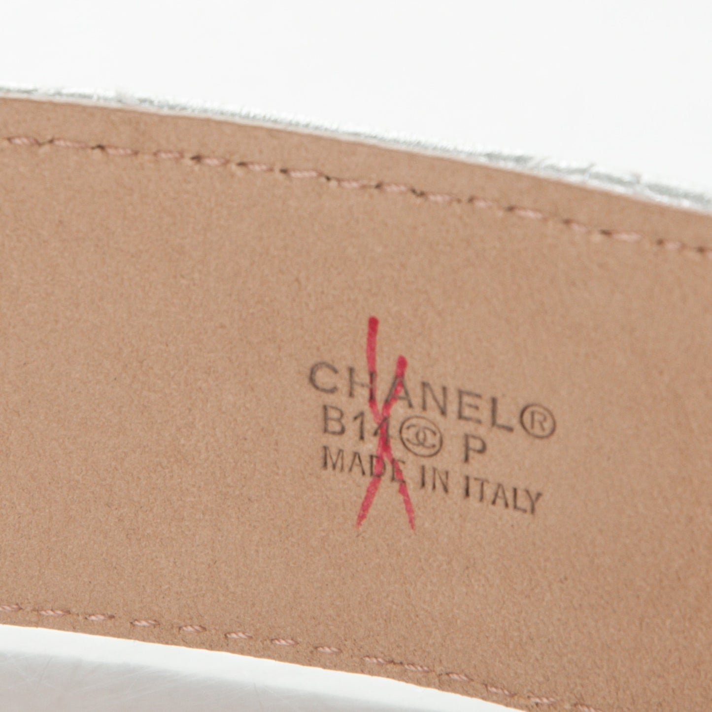 Metallic Lambskin Quilted CC Belt 85 34 Silver