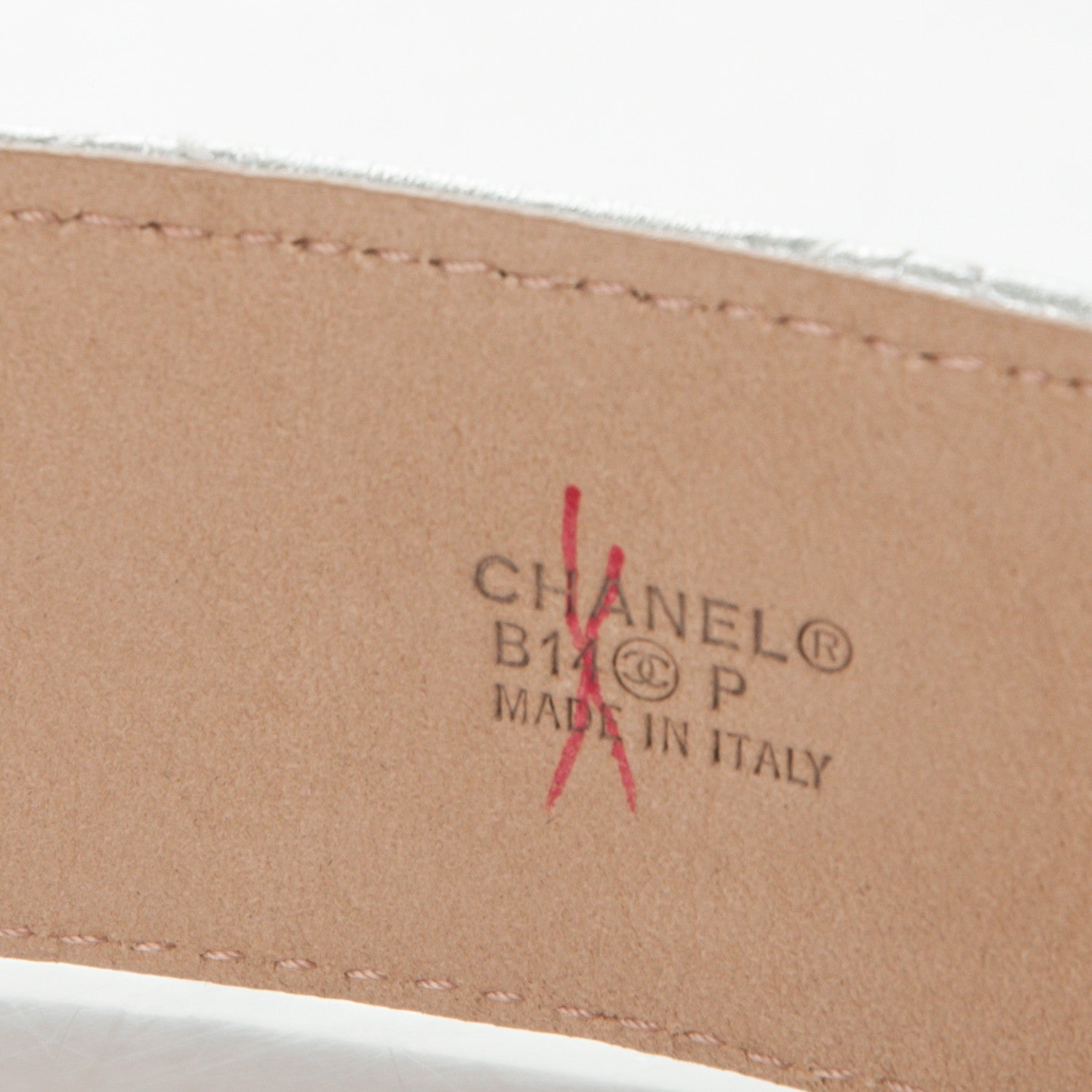 Chanel Metallic Lambskin Quilted CC Belt 85 34 Silver 4 of 7